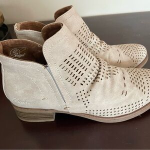 Blowfish Light Beige Perforated Ankle Booties